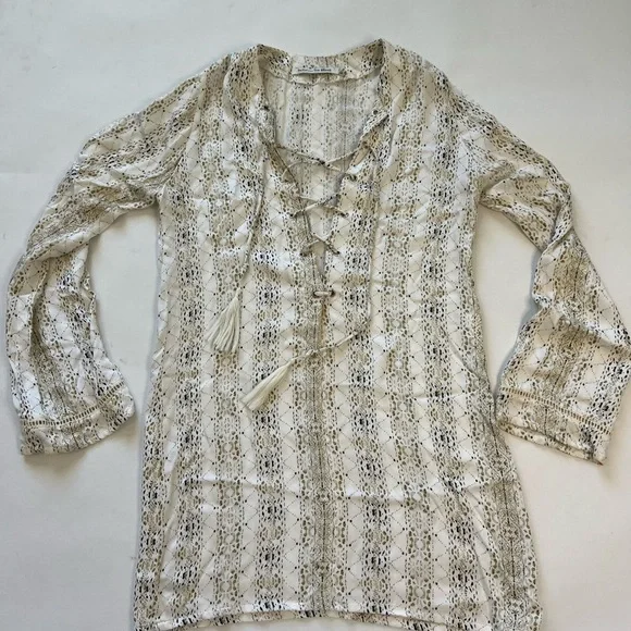 Faithfull The Brand Roman Dress Oasis Print Tie Small Beach Bohemian Coverup - Picture 2 of 7